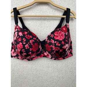 Torrid Curve 360 Back Smoothing Push-Up Plunge Bra — 42C Black Red Pink Floral